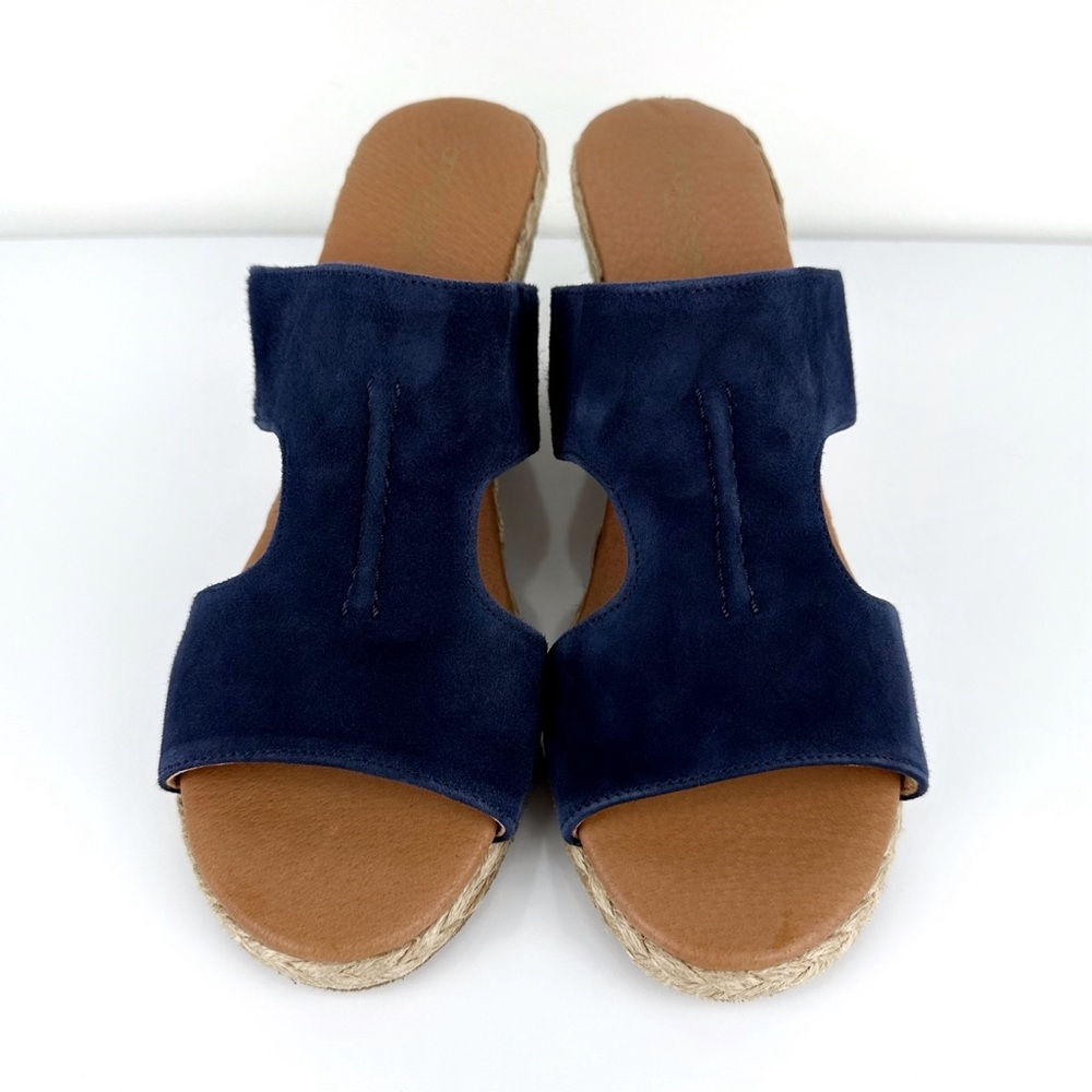 Andre Assous Women's Alana Suede Espadrille Wedge Slide Sandals Blue Size 9.5 - Picture 7 of 10